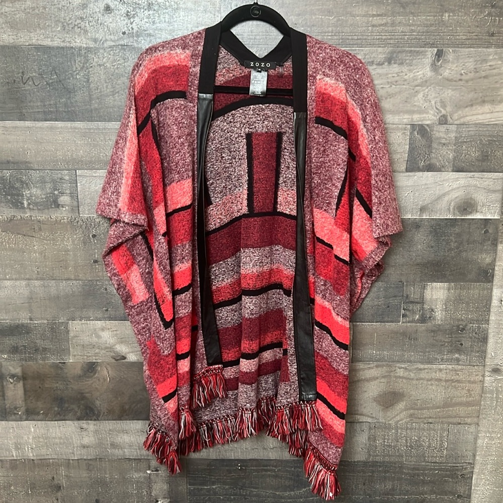 Cozy Reds with Black Zozo Poncho - Picture 1 of 5